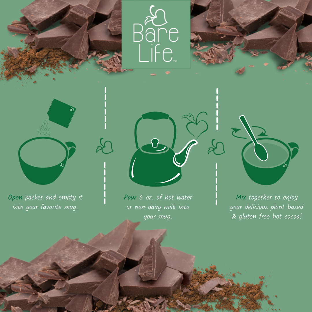 Bare Life Vegan Hot Chocolate Mix Packet Directions