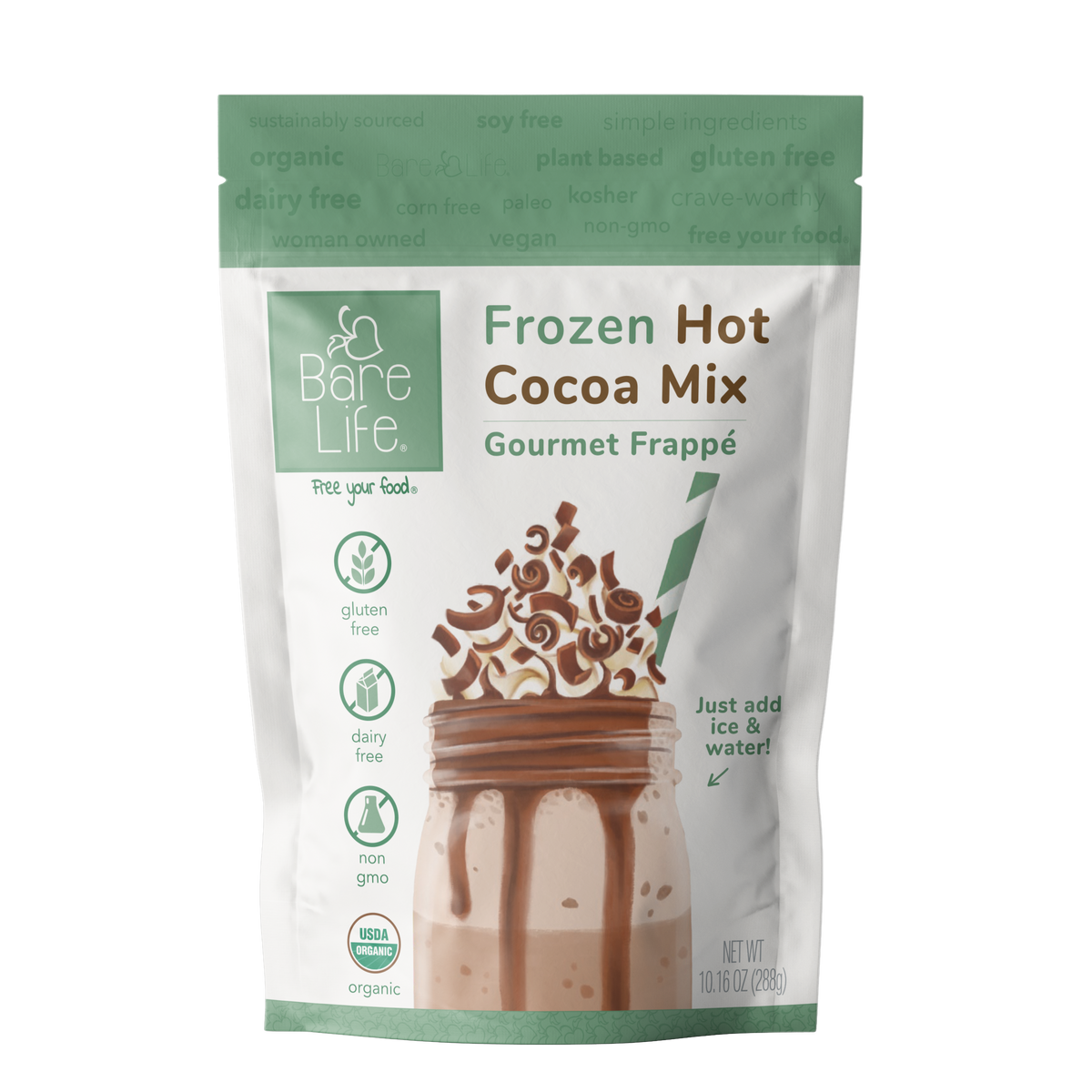 Frozen Hot Cocoa Mix | Gourmet Frappe | Dairy Free, Gluten Free, Vegan, Organic