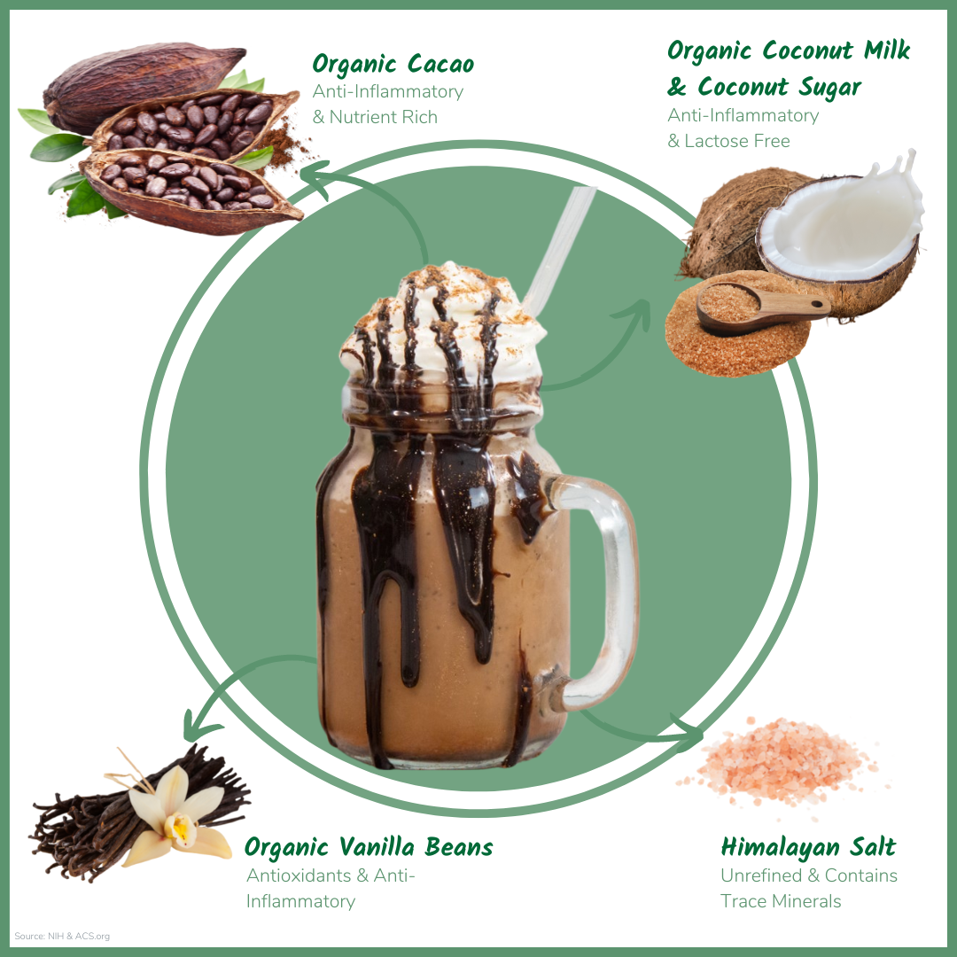 Frozen Hot Cocoa Mix | Gourmet Frappe | Dairy Free, Gluten Free, Vegan, Organic